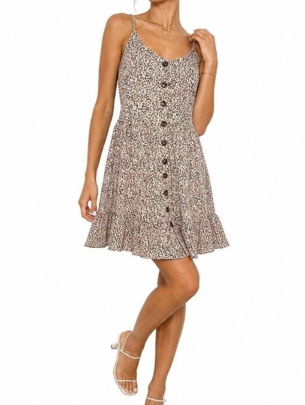 Japna Animal Leopard Print Sundress button-front NWT Sz L